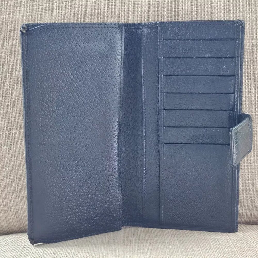 Gucci Clutch Wallet Black Leather/Canvas Bag Card Holder Purse Made in Italy aut - Picture 2 of 14